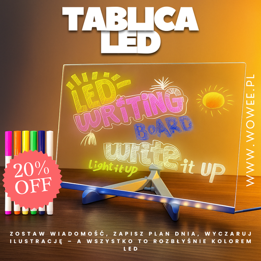 LED NOTE BOARD – świecąca tablica akrylowa do notatek, rysunków i wiadomości